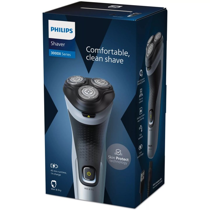 Philips X3063/00 Rasoio uomo Rasoio rotante Regolabarba Nero Blu