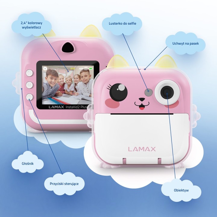 Fotocamera per bambini LAMAX InstaKid2 Plus rosa
