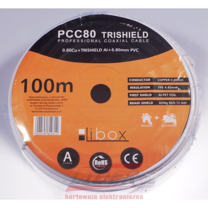Libox Cavo coassiale PCC80 100m cavo coassiale RG-6/U bianco