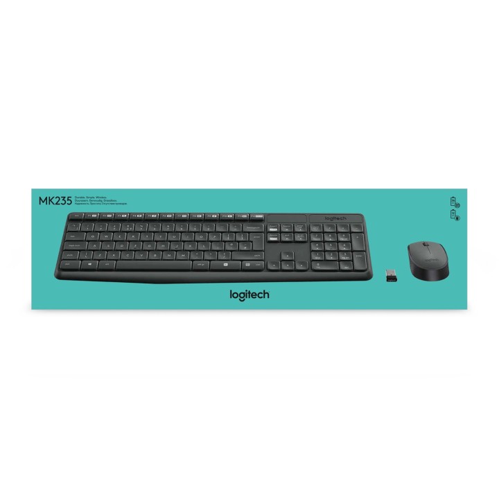 Logitech MK235 tastiera Mouse incluso USB QWERTY US International Grigio