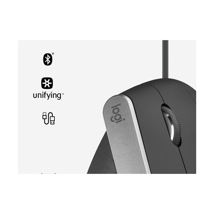 Logitech MX Mouse verticale Advanced Ergonomico RF Wireless+Bluetooth Ottico 4000 DPI Destrimano