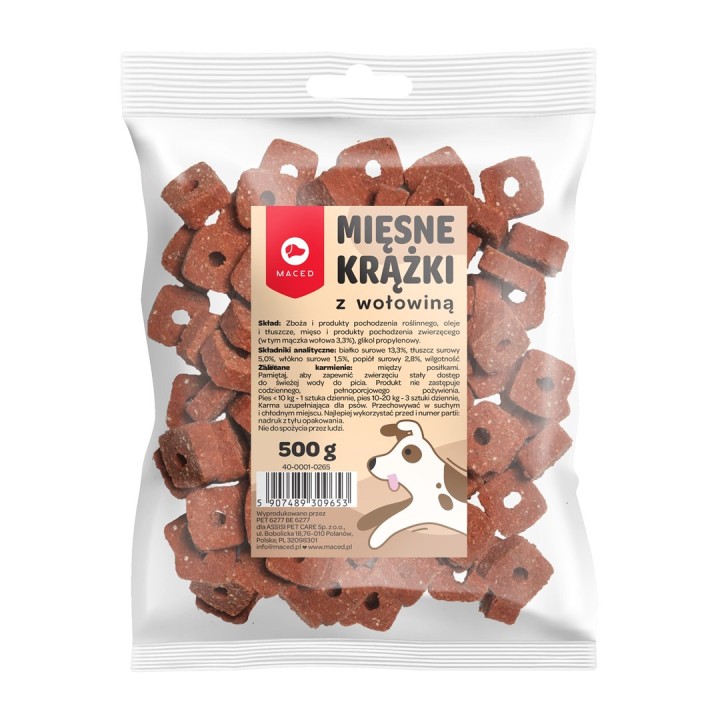 MACED Dischi di carne con manzo per cani- 500 g