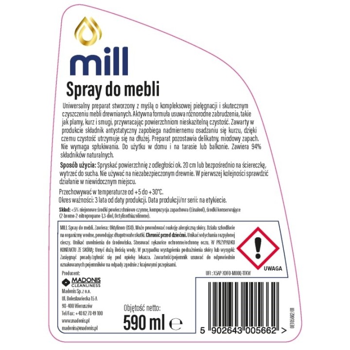 MILL spray per mobili Clean 590 ml