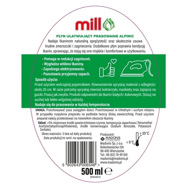Mill ALPINIC spray liquido aiuto stiratura 500 ml