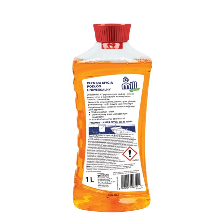 Mill Detergente per pavimenti Clean profumato all'arancia 1 L