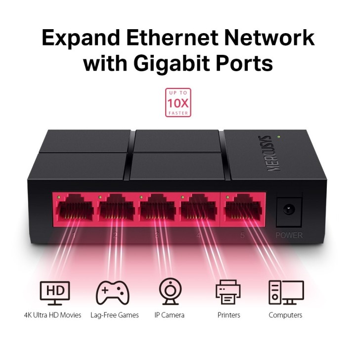 Mercusys Switch Desktop a 5 Porte 10/100/1 000 Mbps