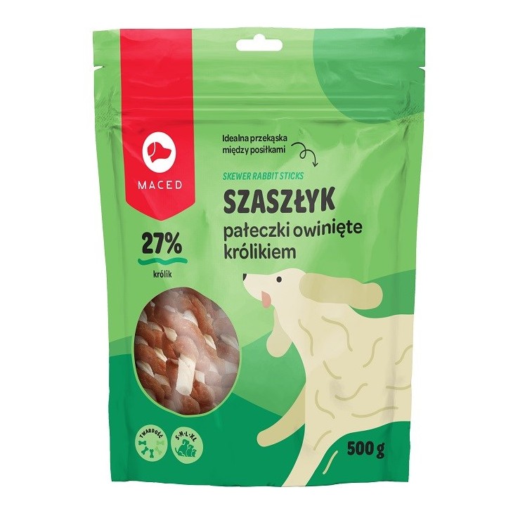 MACED bastoncini di pelle grezza avvolti al coniglio - snack per cani - 500 g