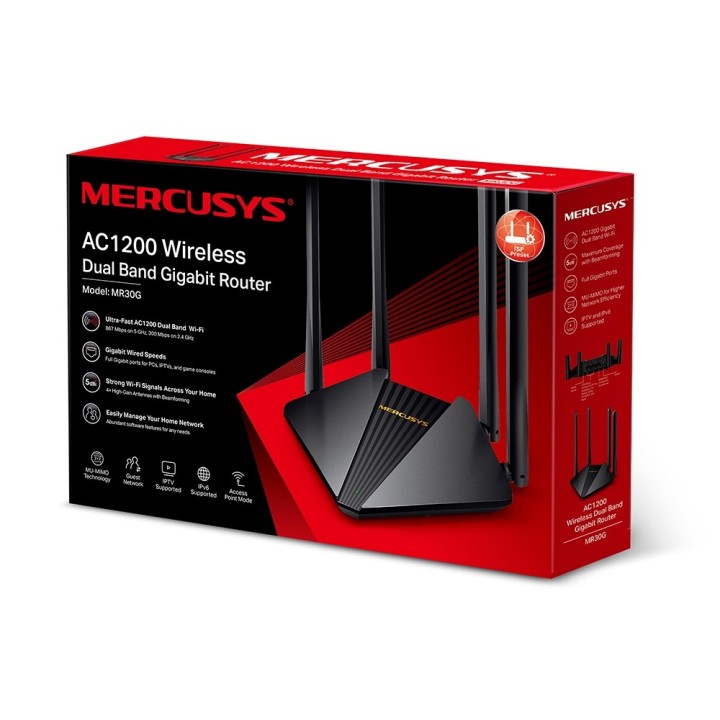 Mercusys MR30G router wireless ethernet gigabit dual-band (2.4 GHz / 5 GHz) nero