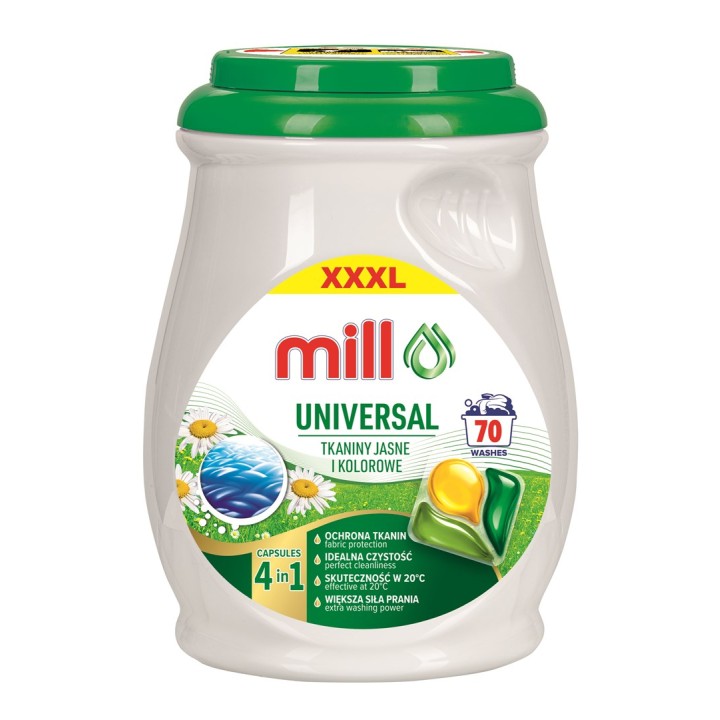 MILL PROFESSIONAL 3-chamber capsule di detersivo universale 70 pezzi