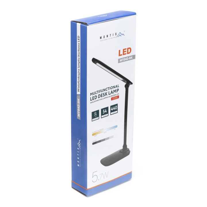 Montis Lampada da tavolo multifunzionale LED MT042-BK nera 5.7 W F
