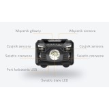 Montis Lampada frontale ricaricabile con sensore MT001 nero LED
