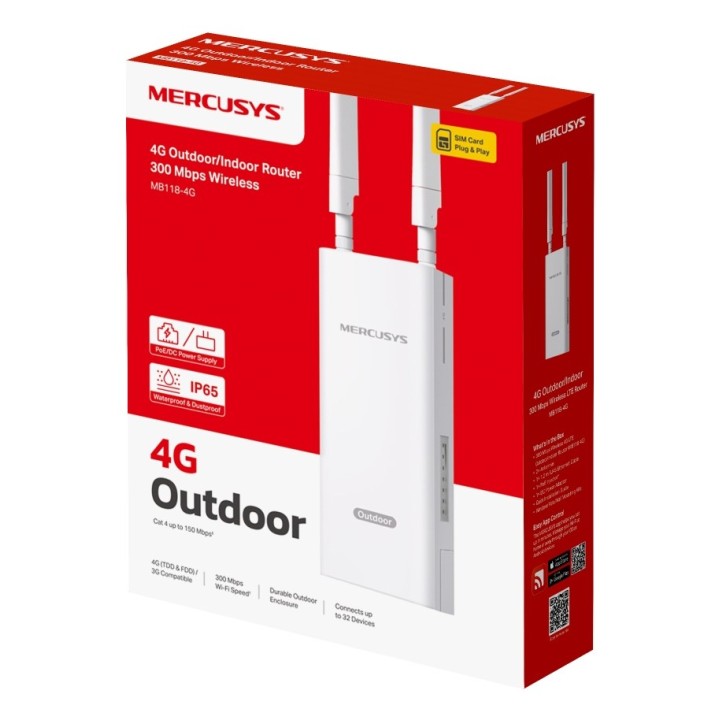 Mercusys MB118-4G Router wireless Fast Ethernet Single-band (2.4 GHz) bianco