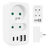 Presa di corrente x2 + 4xUSB Maclean multipresa con 2 prese 2xUSB A 2xUSB C PD 20W 1x16A + 1x6A MCE249 F/W