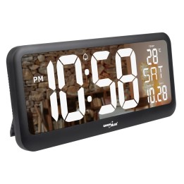 Grande orologio digitale da parete libero in piedi con sensore di temperatura display 37x17cm LCD alimentatore e batteria