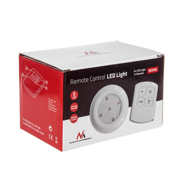 Maclean Energy MCE165 Telecomando set lampade LED AAA Battieries 6 pezzi nel set
