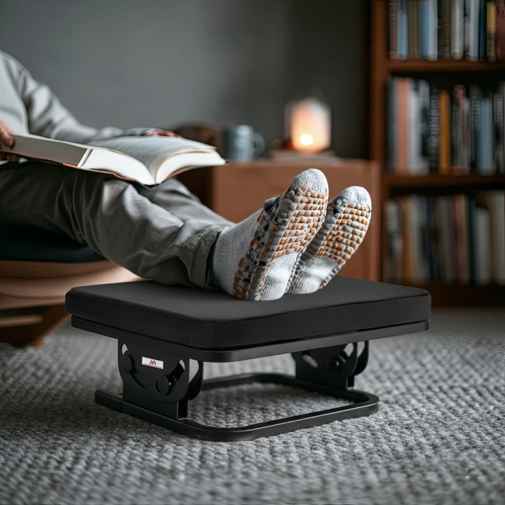 Maclean MC-460 poggiapiedi ergonomico regolabile infinitamente sotto scrivania cuscino rimovibile ammortizzato