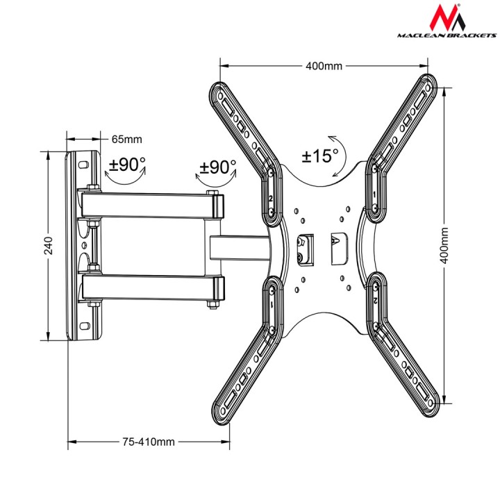 Maclean MC-759 TV staffa 152 4 cm (60 )