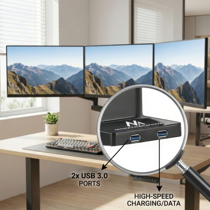 Maclean MC-811 Staffa monitor da scrivania supporto per 3 LCD LED monitor USB 17'' - 27 3 x 7kg VESA