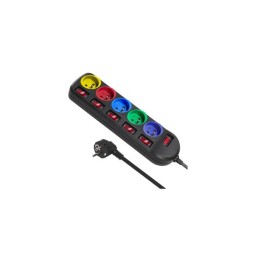 Maclean MCE204M prolunghe elettriche 1.5 m 5 AC prese Indoor nero multicolore