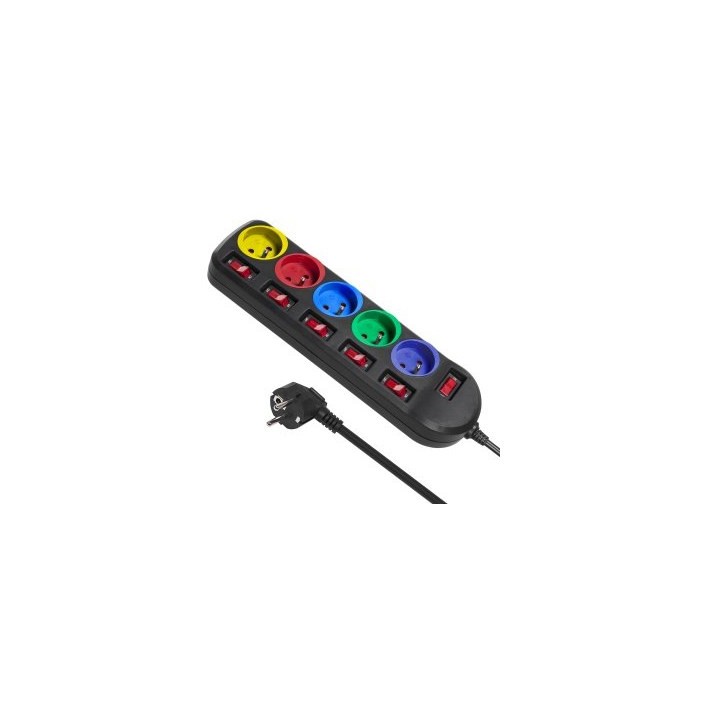 Maclean MCE204M prolunghe elettriche 1.5 m 5 AC prese Indoor nero multicolore