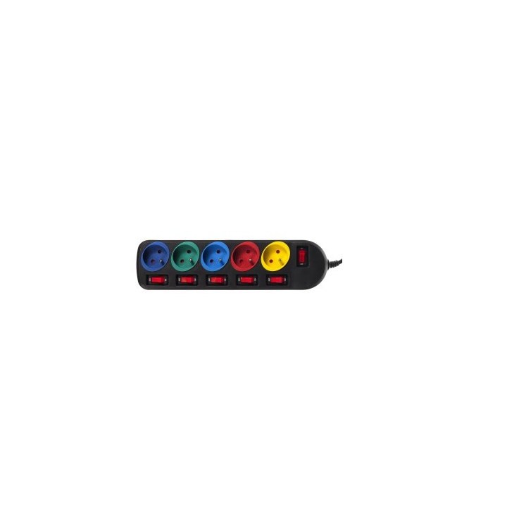 Maclean MCE204M prolunghe elettriche 1.5 m 5 AC prese Indoor nero multicolore