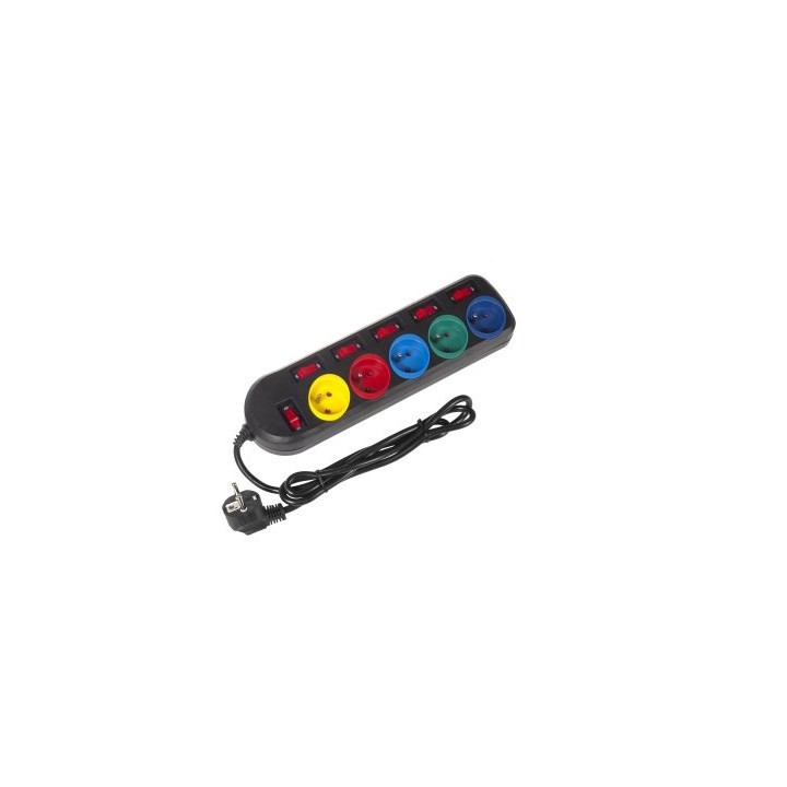 Maclean MCE204M prolunghe elettriche 1.5 m 5 AC prese Indoor nero multicolore
