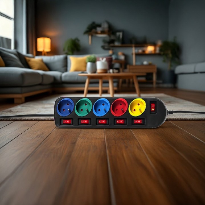 Maclean MCE204M prolunghe elettriche 1.5 m 5 AC prese Indoor nero multicolore