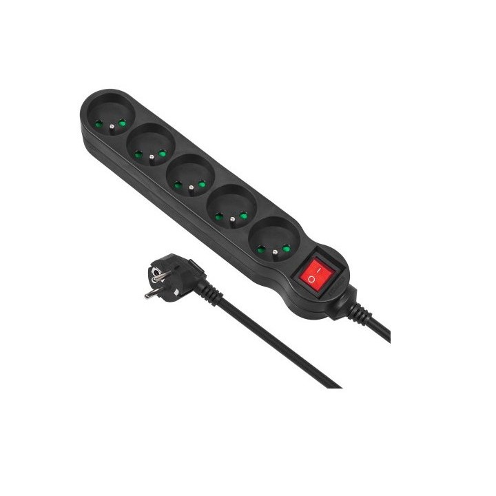 Maclean MCE185 prolunghe elettriche 5 m 5 AC prese Indoor nero