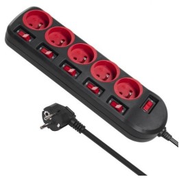 Maclean MCE204 prolunghe elettriche 1.5 m 5 AC prese Indoor nero rosso