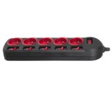 Maclean MCE204 prolunghe elettriche 1.5 m 5 AC prese Indoor nero rosso