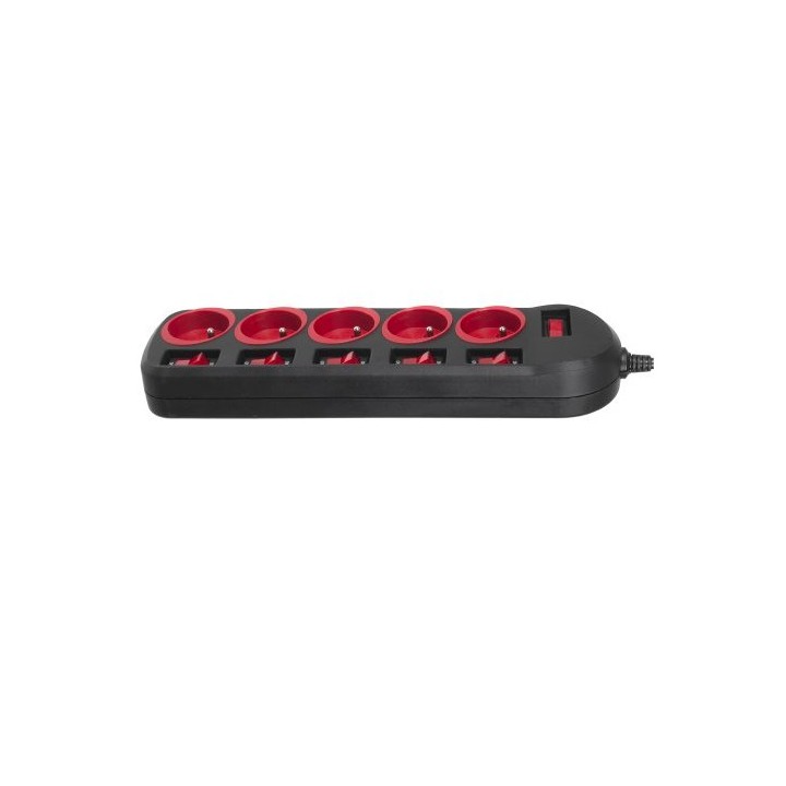 Maclean MCE204 prolunghe elettriche 1.5 m 5 AC prese Indoor nero rosso