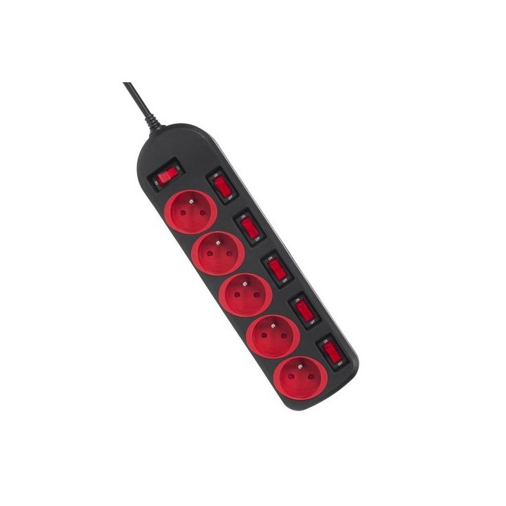 Maclean MCE204 prolunghe elettriche 1.5 m 5 AC prese Indoor nero rosso