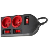 Maclean MCE204 prolunghe elettriche 1.5 m 5 AC prese Indoor nero rosso