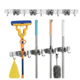 Maclean Organizer da parete per attrezzi da giardino e scope in acciaio con ganci carico massimo 20 kg Width 49 cm MC-184