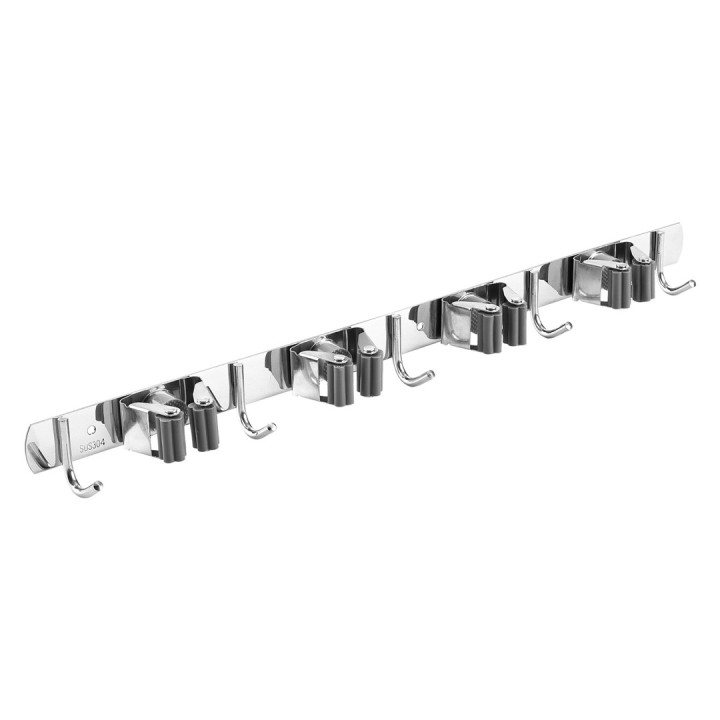 Maclean Organizer da parete per attrezzi da giardino e scope in acciaio con ganci carico massimo 20 kg Width 49 cm MC-184