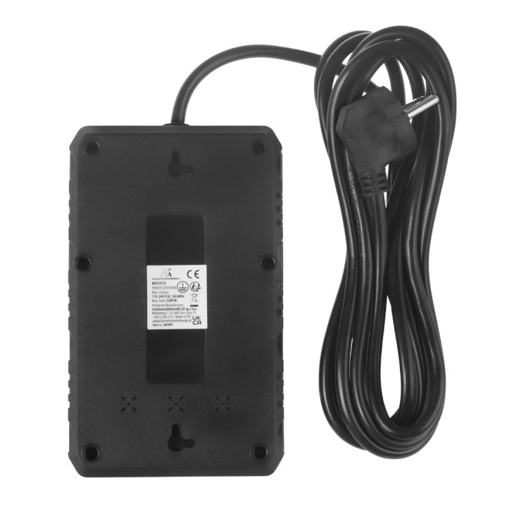 Maclean multipresa 4 prese cavo prolunga + 3xUSB 110-240V AC 50/60Hz 2.1A max 2500W 3m nero MCE393 B