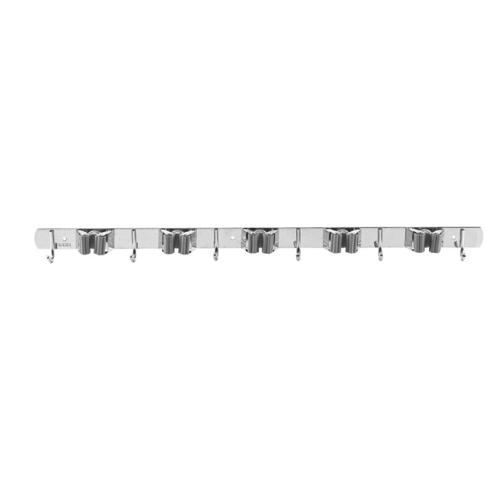 Maclean Organizer da parete per attrezzi da giardino e scope in acciaio con ganci carico massimo 20 kg larghezza 60 cm MC-185