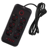 Maclean multipresa 6 prese prolunga + 4xUSB 110-240V AC 50/60Hz 2.1A max 2500W 1.5 m nero MCE389 B