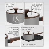 18cm Pentola con coperchio 1.9L MR-1211-18S MAESTRO grigia