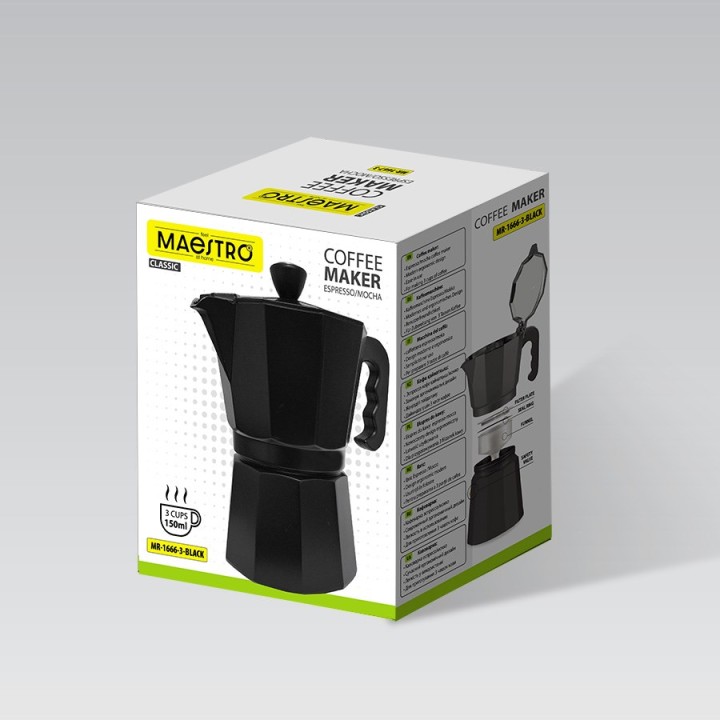 Macchina da caffè 3 tazze MAESTRO MR-1666-3-BLACK Nero