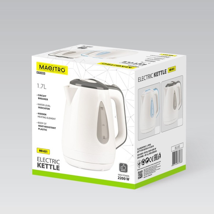 Bollitore elettrico MAESTRO MR-031-BLUE 1.7 L 2200 W