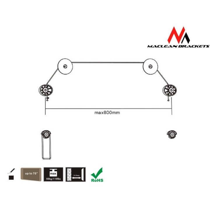 Maclean MC-557 Ultra Slim TV supporto a parete LED 37-70