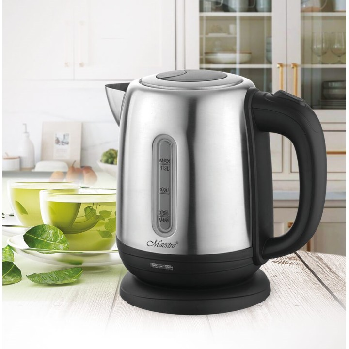 MAESTRO MR-027 bollitore elettrico 1.2 L 1630 W acciaio nero