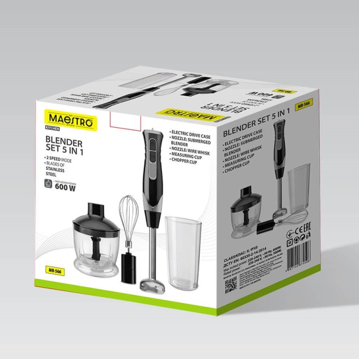 Frullatore a mano Maestro MR-566 set 3 in 1 500 W Nero