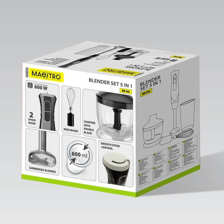 Frullatore a mano Maestro MR-566 set 3 in 1 500 W Nero