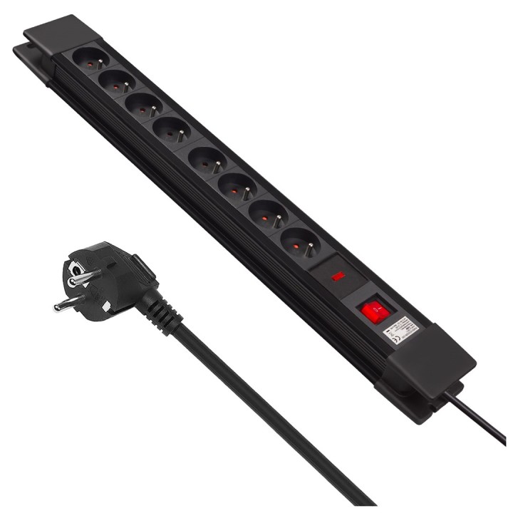 Maclean MCE11 prolunga 1.5 m 8 AC presa/prese interno nero