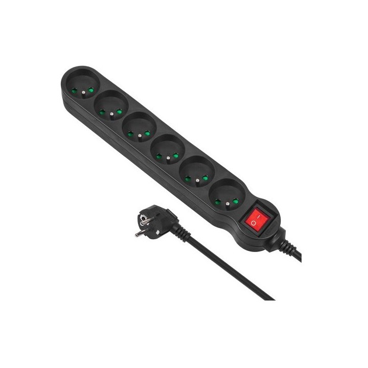 Maclean MCE225 prolunghe elettriche 1.5 m 6 AC prese Indoor nero