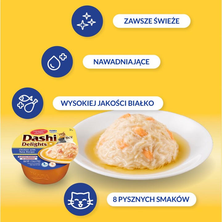 INABA Dashi Delights brodo di pollo e tonno - snack per gatti - 70g