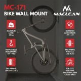 Maclean Portabici a parete / gancio carico massimo 35 kg angolo inclinazione regolabile acciaio MC-171