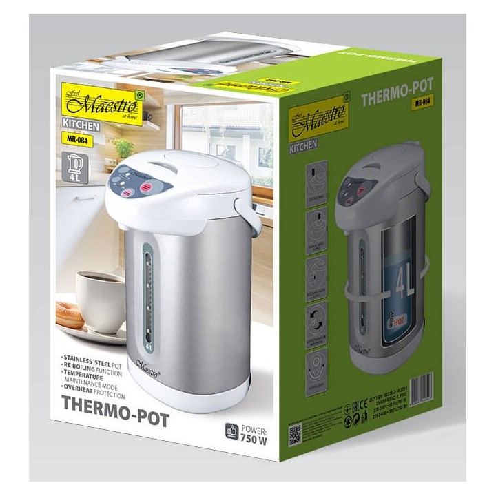 Maestro MR-084 Pentola a vapore 4.5 L acciaio inossidabile bianca
